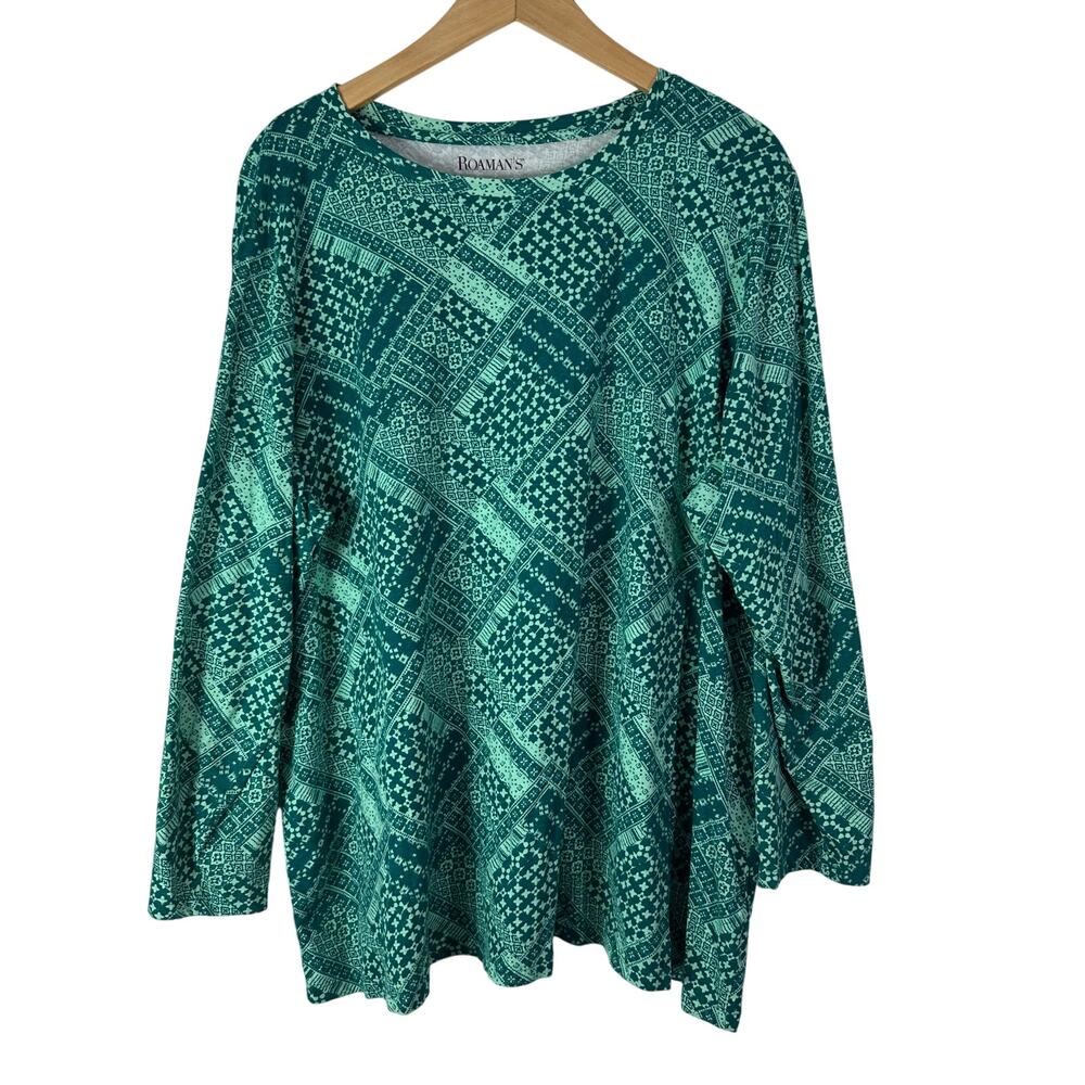 Roaman's  Crewneck Tee Women's Plus Size‎ 2X Ultimate Long Sleeve Purple Cotton